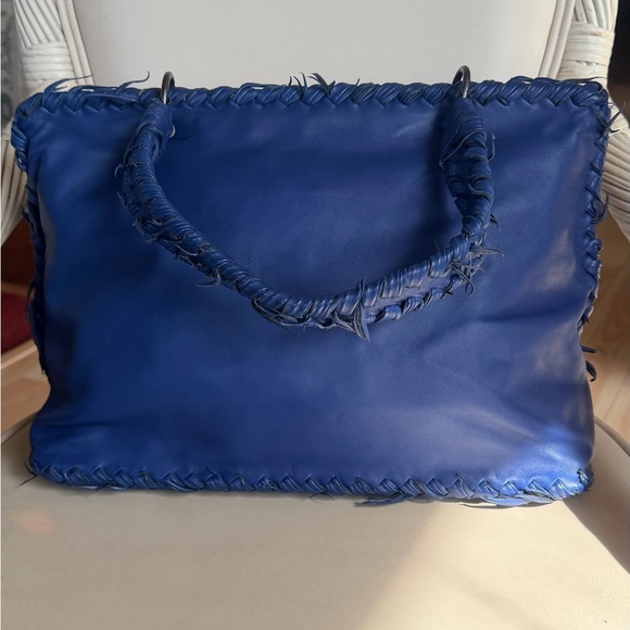 BOTTEGA VENETA Tiina Royal Blue Lambskin Shoulder Bag. MED. Like New! RT $2800 - Picture 2 of 15
